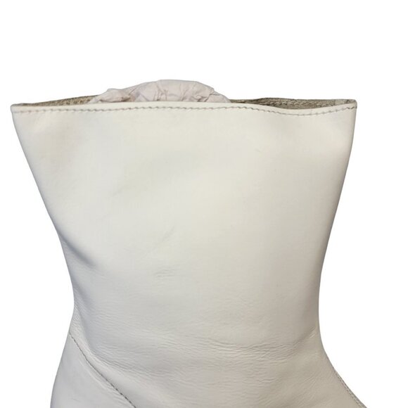 Urban Outfitters Leather Platform Zip Up Boots Ivory Y2K Size 8 - Picture 7 of 10